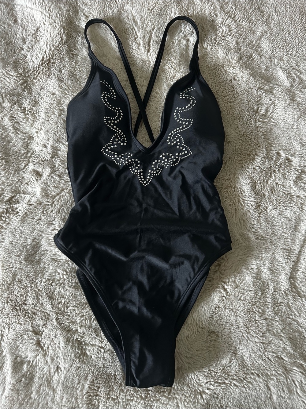 wild fable Black One-Piece Swimsuit with Rhinestone Detail